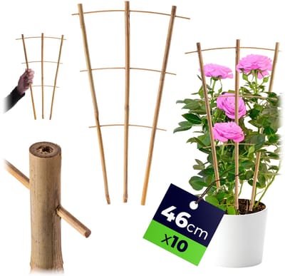 KADAX bamboe trellis, 46 x 27 cm, 10 stuks, klimhulp voor planten, plant trellis, klimhulp plantondersteuning voor kamerplanten klimplanten