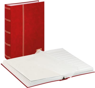 Lindner 1163 Postzegelalbum - Rood - Extra groot formaat 64 witte blz. - Luxe - postzegels - insteekalbum - stock - stockboek