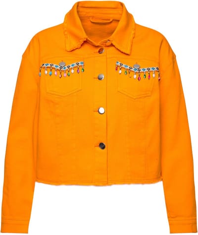 Angel of Style - Dames - Twill jack Straight Fit rug-applicatie - Oranje - Maat 50