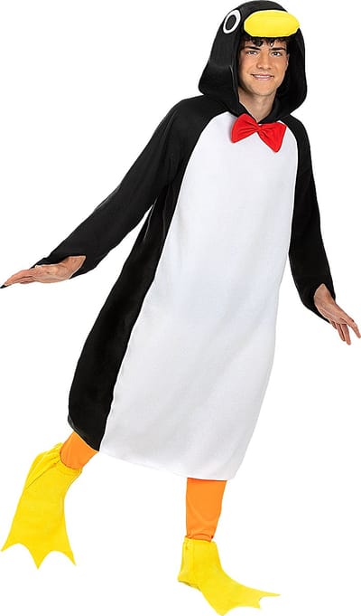 FUNIDELIA Pinguin Onesie - Pinguin Kostuum voor volwassenen - Maat: S - M - Zwart