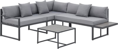 Juskys Loungeset / Tuinset St. Tropez - 4 personen - Staal / Hout - Donkergrijs - Incl. Tafel
