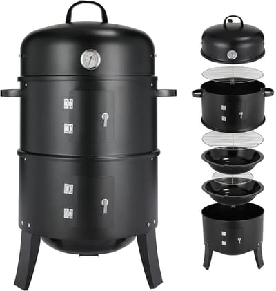 Rolu 3-in-1 BBQ Smoker – Rookoven - Grillen – Roken – Stomen – Barbecue – Slow Cooking – 4 Tot 6 Personen – Inclusief Waterpan