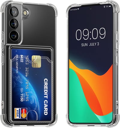 kwmobile Hoesje met kaarthouder voor Samsung Galaxy S22 - telefoonhoesje met kaartsleuf - Soft Case - beschermhoesje in transparant