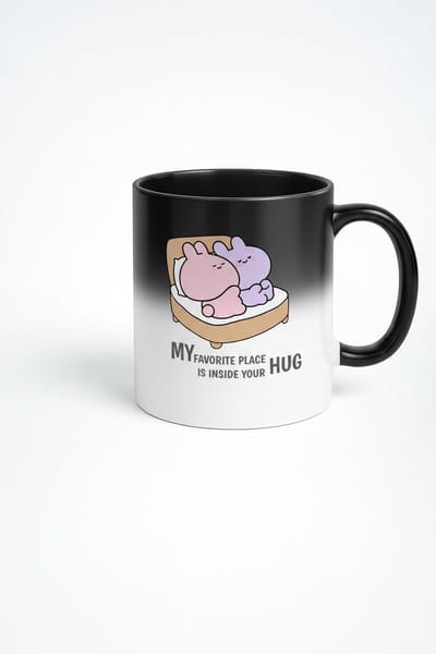 Magic Mok Lieve Konijntjes - Mijn Favoriete Plek is Jouw Knuffel - Hittegevoelige Verdwijn Mok voor Liefde & Comfort - Romantisch Cadeau