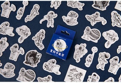 Astronaut Stickers 45 stickers – Bullet Journal, Planner & Scrapbook Stickers – Sinterklaas & Kerstcadeau – Schoencadeau – Cadeaus onder €5