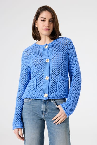 GARCIA Dames Effen Vest Blauw Lange mouw