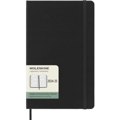 Moleskine 18 maanden agenda 2024-2025, 1 week per 2 pagina's, large, hardcover, zwart
