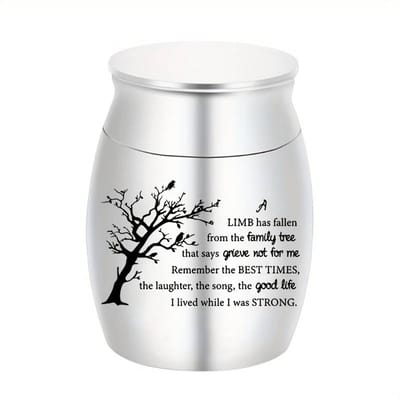 Mini urn zilver met gedicht