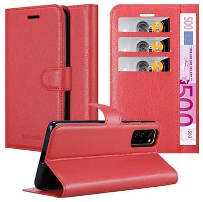 Cadorabo Hoesje geschikt voor Honor View 30 in KARMIJN ROOD - Beschermhoes met magnetische sluiting, standfunctie en kaartvakje Book Case Cover Etui