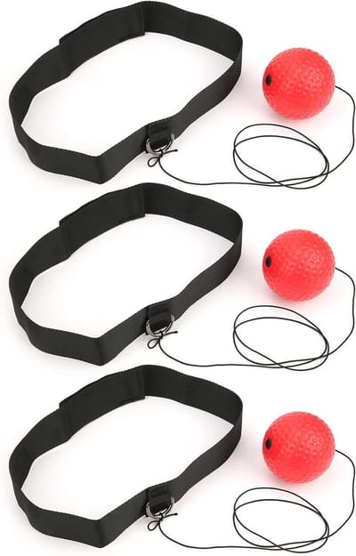Boksen Reflex Bal - Reactie Bal - Training Reactie - Op Hoofd Gemonteerd - 3 Stuks - Rood