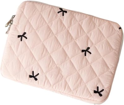 Leuke laptoptas/hoes met strikjespatroon, tablethoes (15-15,6 inch, roze)