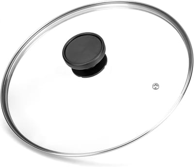 Deksel van gehard glas met rand van roestvrij staal, bestand tegen hoge temperaturen, vaatwasmachinebestendig, 30 cm