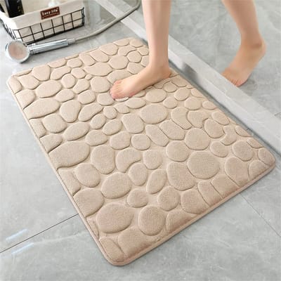 QTTVBTNA - Badmat - Antislip & Machinewasbaar - Absorberende vloermatten - Beige - 60x90cm - 1 stuk