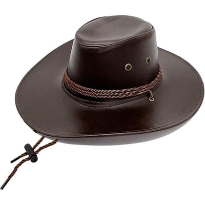 Leren Cowboyhoed Mannen Grote Hoedrand Jazz Hoed Vrouwen Buiten Zonneklep Ridderhoed M（56-58cm） black