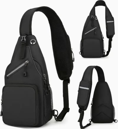 Bag Crossbody Bag dames met koptelefoongat, zwarte borstzak dames en heren Oxford, kleine rugzak dames, damesrugzak klein, voor outdoorsport, reizen, winkelen, zwart - Feestdagen - Sinterklaas - Kerst - Cadeau