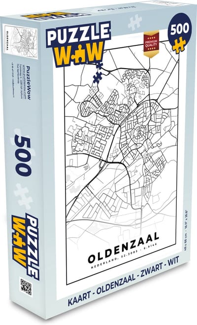 Puzzel Kaart - Oldenzaal - Zwart - Wit - Legpuzzel - Puzzel 500 stukjes
