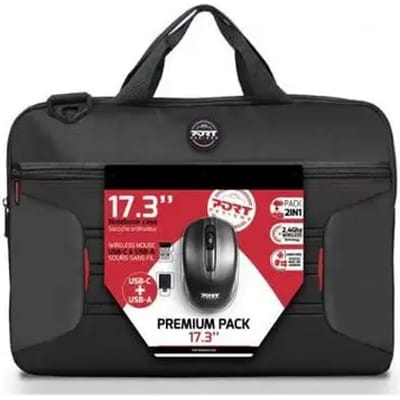 Port Designs Premium Bundel - Laptoptas + Draadloze Muis - tot 17.3 inch - Optische Sensor - 1000 DPI - Zwart