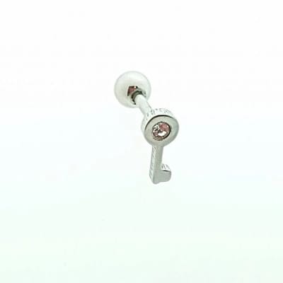 Aramat Jewels | Piercings | Stijlvolle Helixpiercing met Sleutel en Zirkonia | | | |6mm | Staal | Volwassenen | Verkleurd niet