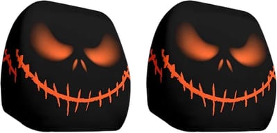 Daity Grappige cartoon auto hoofdsteunhoezen - 2-delige universele - schattige hoofdsteunbeschermers met grote ogen - dubbelzijdige decoratie voor auto's - vrachtwagens en bestelwagens - geschikt voor Halloween en Kerstmis（A）