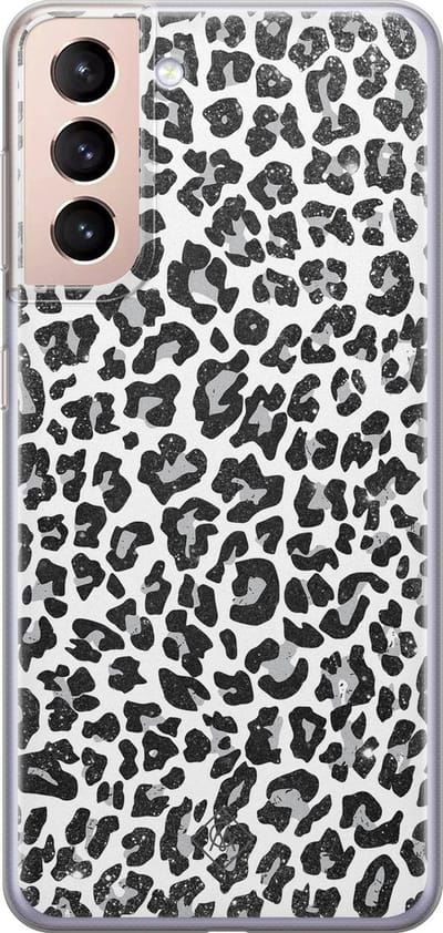 Casimoda® hoesje - Geschikt voor Samsung S21 Plus - Luipaard Grijs - Backcover - Siliconen/TPU - Grijs