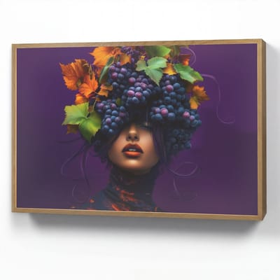 Wandlamp 90x60 cm - Oplaadbaar - Vrouw - Paars - Druiven - Wandlampen binnen woonkamer - Slaapkamer lamp - Decoratieve nachtlamp - Vloerlamp draadloos