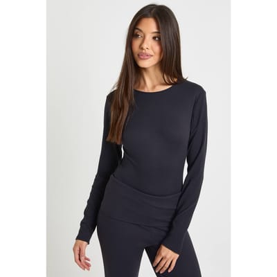 boohoo Dames Ultrazacht Bodysuit met Lange Mouwen | Zwart | Maat: 36