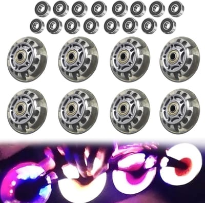 Inline skate wielen - Rolschaats onderdelen - Freestyle training - Slijtvast PU materiaal - 8 stuks 70 mm - Zilver transparant