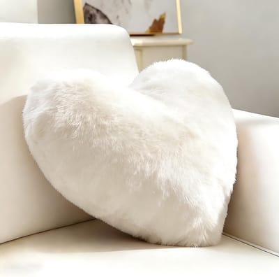 Fluffy Hartkussen voor Kinderen - Schattige Decoratie voor de Kinderkamer, Perfect als Romantisch Cadeau voor Verjaardag, Valentijnsdag en Moederdag (Wit)