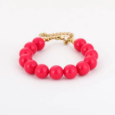 Bijoutheek Armband (Sieraad) Statement Grote Kralen Fuchsia