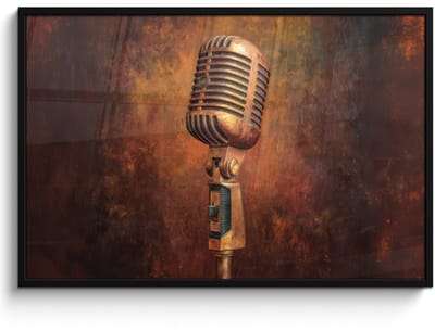 Poster in lijst - Fotolijst 120x80 cm - Posters - Microfoon - Bruin - Klassiek - Posterlijst zwart - Decoratie - Wanddecoratie woonkamer - Muurdecoratie slaapkamer