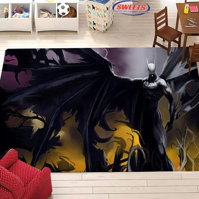 NR.5 DC Batman Thema Tapijt Nieuwe Release!Antislip Geluidsisolatie, Kleed voor Woonkamer Kinderkamer Kantoorruimtes, Duurzame Mat 150x200cm (59x79in)