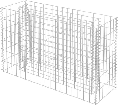 Gabion manden - Steenkorven tuindecoratie - Bloembedden afzetten - Verzinkt staal - 90 x 30 x 60 cm - Zilver