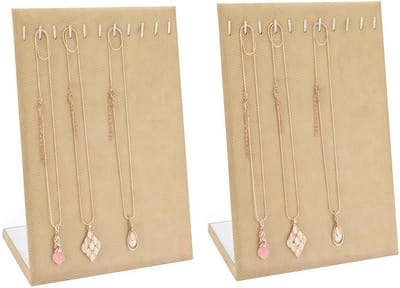 Dailygoods- Presentatiestandaard L-vorm - Sieradenhouder - Display voor Halskettingen - 2 x Kettinghouders - 12 Haken - Hoogwaardig Materiaal - Sieradenstandaard