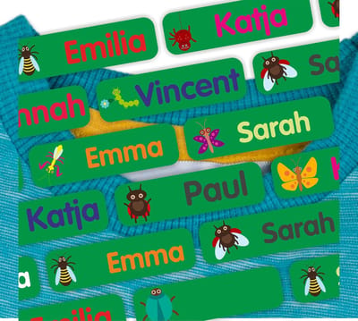 Strijklabels Textiel - Naamlabels Kleding - Kinderen Herkennen - Duurzaam en Wasbaar - 35x10 mm 105 Stuks - Natuurgroen