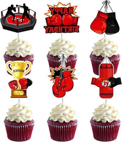 Kleurige Cake Topper Versieringen voor Verjaardagsfeest met Boksthema - 36 Stuks voor Sportliefhebbers en Feestdecoratie voor Kinderen