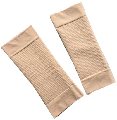 BukkitBow - Luxe Arm Shaper - Compressie Sleeves voor Sport en Fitness - Beige Shapewear Armbanden voor Strakkere Bovenarmen - Set van 2 Stuks