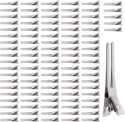 100 Stuks Zilveren Metalen Krokodillenklemmen voor Haar - Stevige Haarspeld Clips voor Kappers en Thuisgebruik