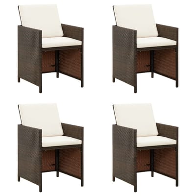 vidaXL - Tuinstoelen - 4 - st - met - kussens - poly - rattan - bruin