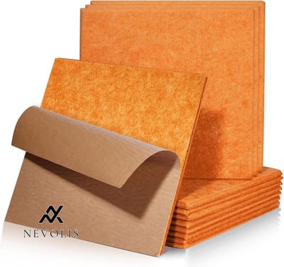 Nevolis Square Acoustic Plates Self Adhesive 12 Pieces High Density Sound Absorbing Sound Insulation for Wall Ceilings Wood and Doors - Panels Insulation Sheets Bouwmaterialen Geluidsdemping .