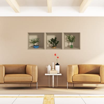 Sticker met 3D-effect van kleine boompjes, 30 x 90 cm