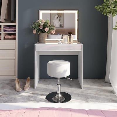 Moderne Kaptafel set met LED spiegel en kruk