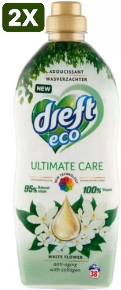 2 x Dreft Ultimate Care Eco White Flower Wasverzachter - 950 ml (38 wasbeurten)