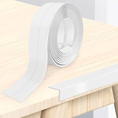 Zelfklevende PVC Plinten in Wit - Flexibele Strips 20mm x 20mm x 24m voor Kantoor, Studie, Keuken en Badkamer