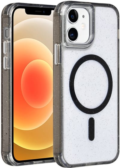 TUNIQ telefoonhoesje voor Apple iPhone 12 - MagSafe met glitter - Zwart