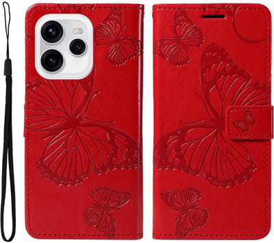 Coverup Hoesje - Geschikt voor OPPO Reno15 Hoesje - Coverup Vlinders Book Case - Rood