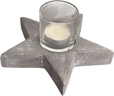 Waxine Houder - Ster - met glaasje - taupe - 15 cm - theelichthouder - waxinelichthouder - Kerst kerstdecoratie