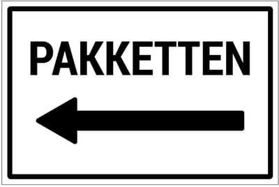 Pakketten links bord | gecoat dibond materiaal | 30 x 20 cm