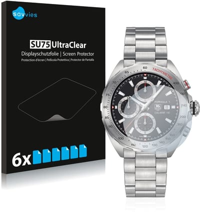 Savvies - Screenprotector voor TAG Heuer Formula 1 (44 mm) - Folie Beschermfolie transparant 6 Stuks