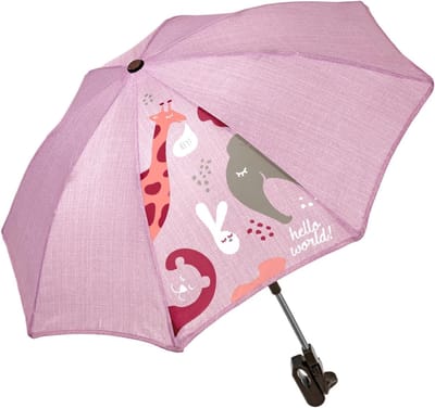 Kinderwagen Parasol - Universele Paraplu - Bescherming Tegen Zon - Met Klembevestiging - Diameter 70 cm - Dierenprint