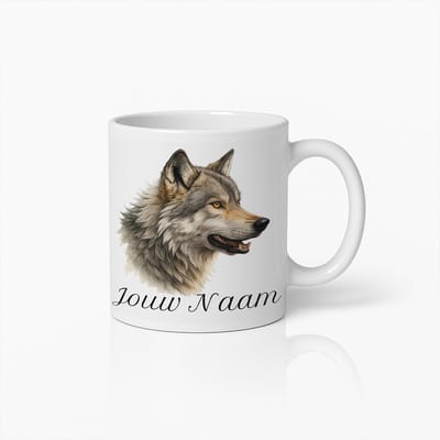 Gepersonaliseerde Wolf Mok met Naam – Uniek Cadeau voor Dierenliefhebbers en Natuurliefhebbers